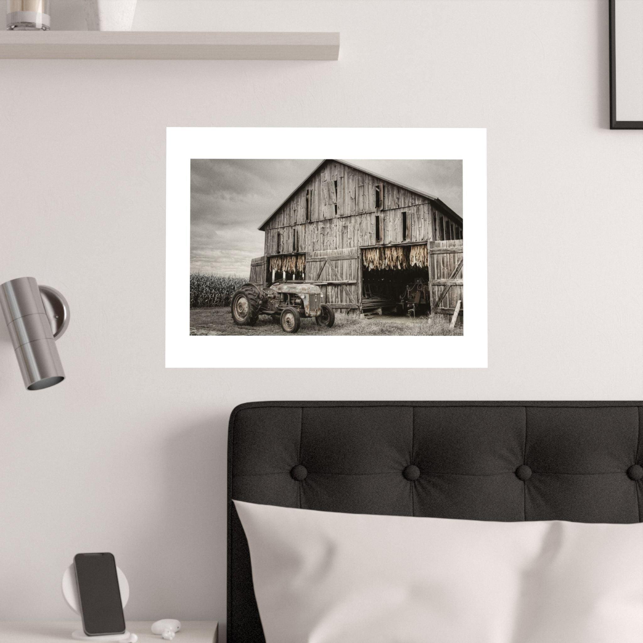 Rustic Farm Barn Tractor Satin Poster — Vintage Country Wall Art (210gsm)