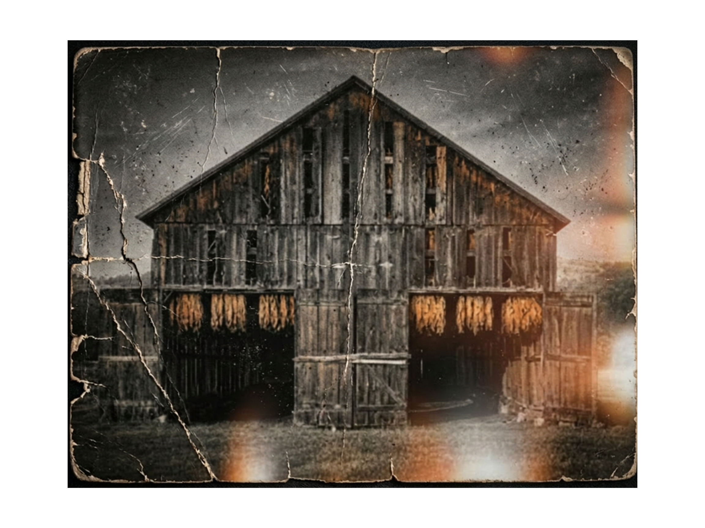 Rustic Tobacco Barn Satin Poster — Vintage Country Wall Art (210gsm)